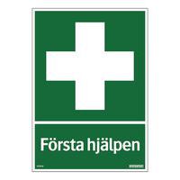 Skylt Första hjälpen dubbelsidig - Systemtext