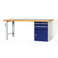 Arbetsbänk Cubio Combi med 2 lådor + 1 skåp - Bredd 200 cm - polyrey - Bott