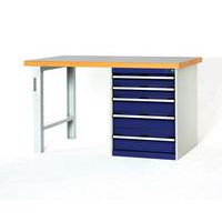 Arbetsbänk Cubio Combi med 5 lådor - Bredd 150 cm - polyrey - Bott