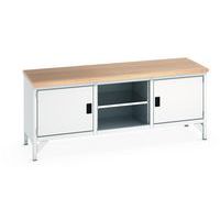 Arbetsbänk i bokträ Cubio – 1 dörr – L2000mm – Bott