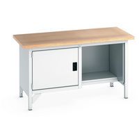 Arbetsbänk i bokträ Cubio – 1 dörr – L1500mm – Bott