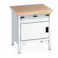 Arbetsbänk i bokträ Cubio – 1 dörr – 1 låda – L750mm – Bott