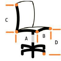 A= 44 cmB= 48 cmC= 58 cmD= 42-55 cm A= 44 cmB= 48 cmC= 58 cmD= 42-55 cm