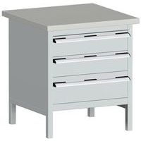 Arbetsbänk i linoleum Cubio – 3 lådor – L750mm – Bott