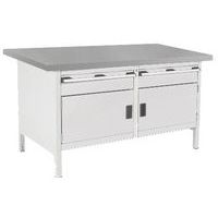 Arbetsbänk i linoleum Cubio – 2 dörrar – 2 lådor – L1500mm – Bott
