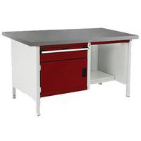 Arbetsbänk i linoleum Cubio – 1 dörr – 1 låda – L1500mm – Bott