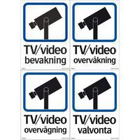Skylt - TV/video bevakning, dubbelsidig