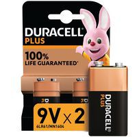 Plus 100% 9 V alkaliskt batteri – 2 enheter – Duracell