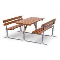 Bänkbord Stål picknick 150x150 cm, Material: Furu, Antal platser: 6, Ergonomisk: nej, Längd totalt: 150 mm