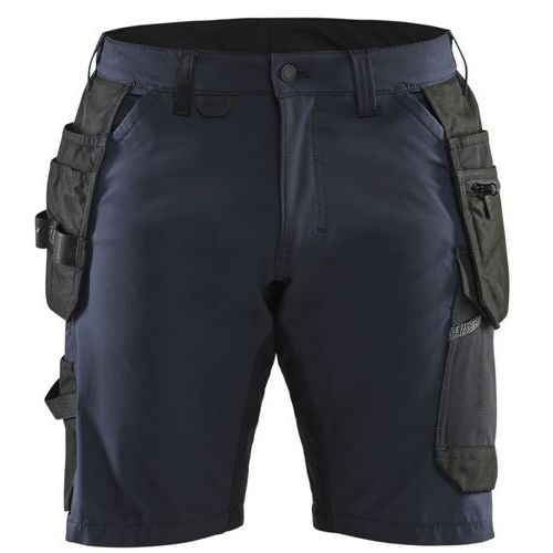 Hantverksshorts 4-vägsstretch Mörk marinblå/Svart