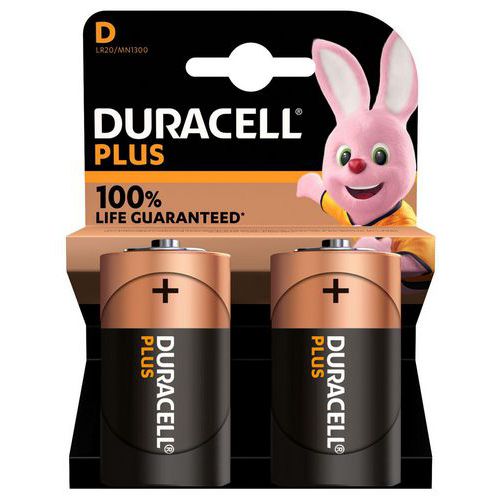 Plus 100% D alkaliskt batteri – 2 eller 4 enheter – Duracell