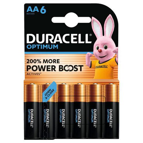 Optimum alkaliskt AA-batteri – 4, 6 eller 8 enheter – Duracell