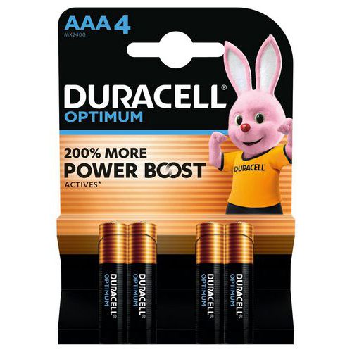 Optimum alkaliskt AAA-batteri – 4 enheter – Duracell