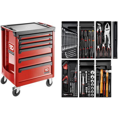 Verktygsvagn Roll 6 lådor med verktygsuppsättning V5 - Facom