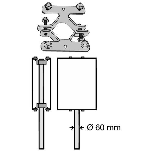 Stolpfäste dubbel för kantbockade skyltar - Systemtext