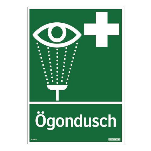 Skylt Ögondusch dubbelsidig - Systemtext