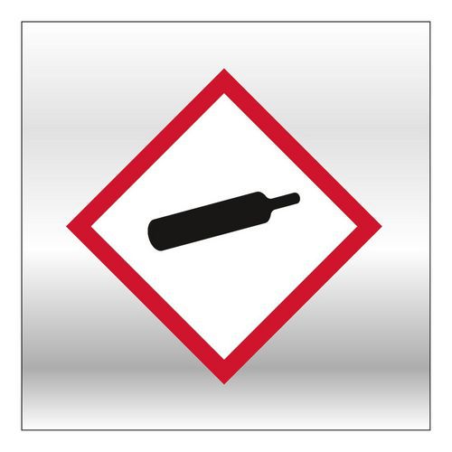Rörmärkning GHS04-piktogram Gas under tryck - Systemtext
