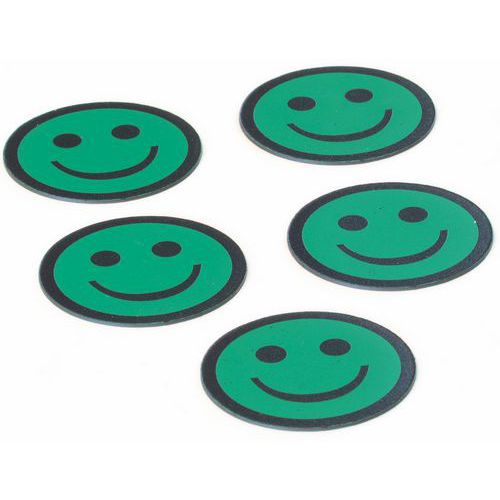 Set med fem gröna magneter med ansiktsikon – Smit Visual