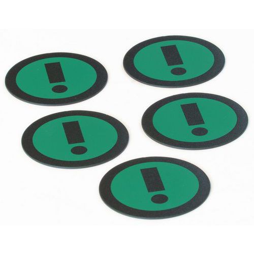 Set med fem gröna magneter med varningsikon – Smit Visual
