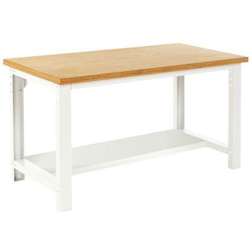 Arbetsbänk Cubio med fast hylla - Bredd 150 cm - linoleum - Bott