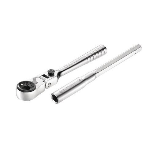 Spärrnyckel kompakt flexibel huvud 180° 1/4''