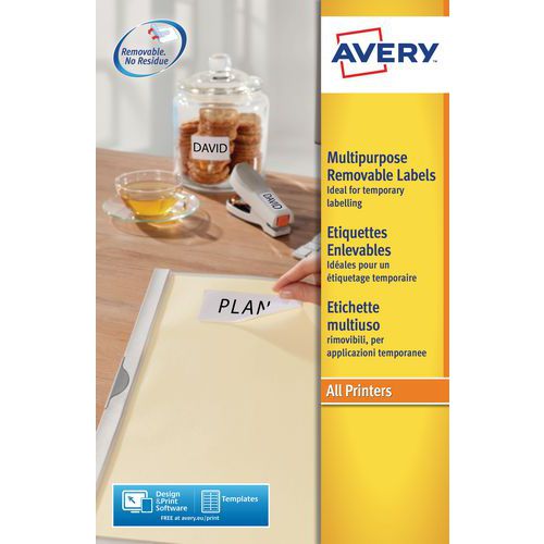 Avery flyttbar vit etikett – laser-/bläckstråleskrivare, kopiator