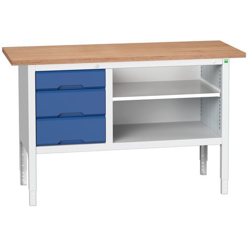 Arbetsbänk monoblock Verso 1500x600x830-930mm - Bott