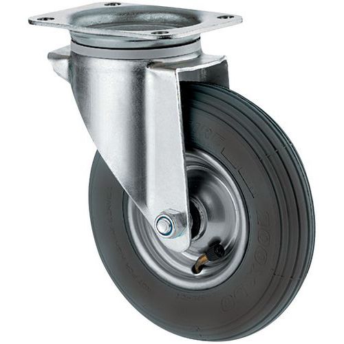 Svänghjul med platta – kapacitet 75 kg till 200 kg – pneumatiskt däck
