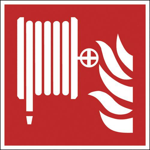 Fyrkantig brandsäkerhetsskylt – brandslangsrulle – självlysande och styv