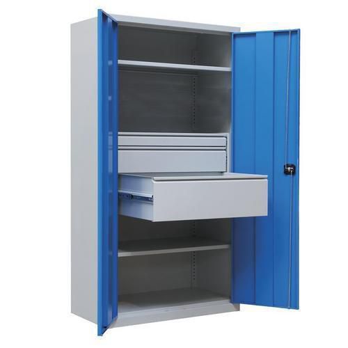 Verkstadsskåp i metall - med lådor