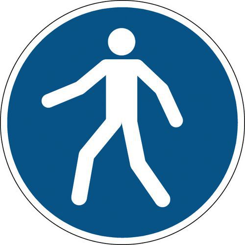 Rund påbudsskylt – använd gångväg – styv