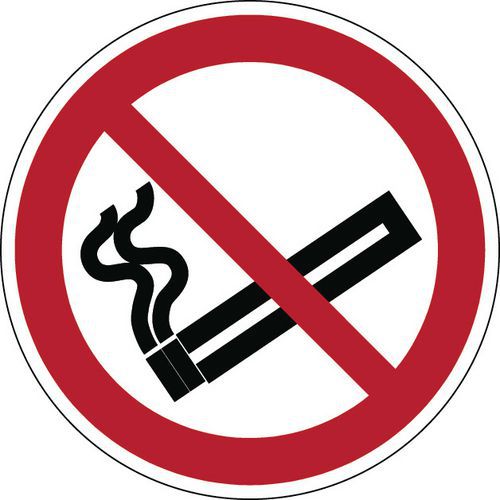 Rund förbudsskylt – rökning förbjuden – styv