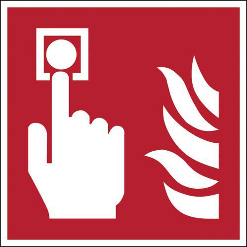 Fyrkantig brandsäkerhetsskylt – larmpunkt för brandlarm – självlysande och styv