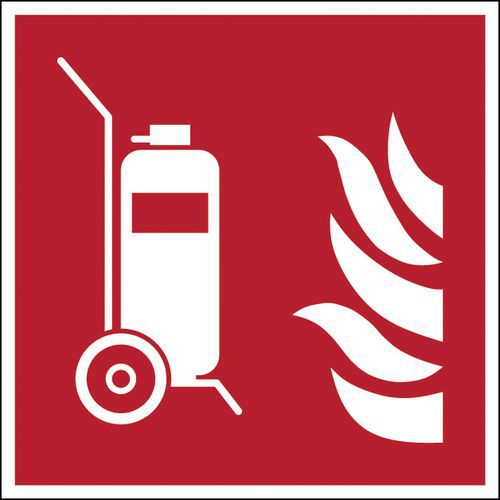 Brandsäkerhetsskylt – brandsläckare med hjul – styv