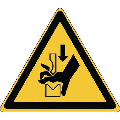 Varningsskylt – klämning av hand i kantpress – styv