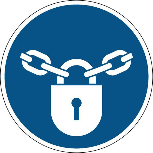 Påbudsskylt – håll låst – styv