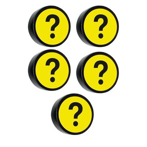 Rund magnet med Frågetecken-symbol