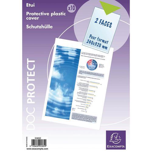 Förpackning med 10 enkla plastfickor PVC slät A4 maxi - Exacompta Förpackning med 10 enkla plastfickor PVC slät A4 maxi - Exacompta