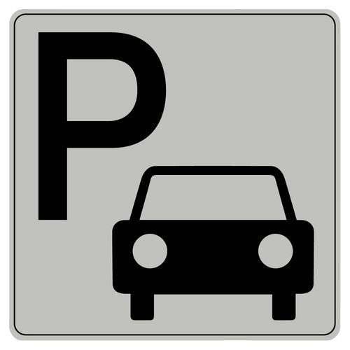 Symbolskylt plexiglas grå parkering
