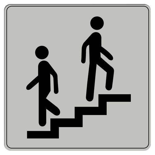 Symbolskylt plexiglas grå trappa