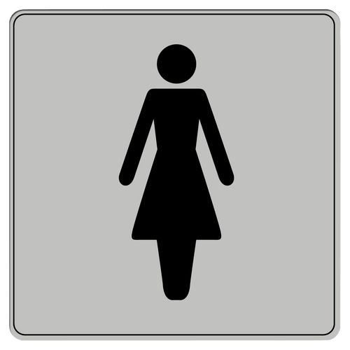 Symbolskylt plexiglas grå damtoalett