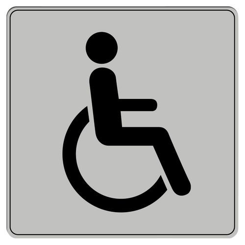 Symbolskylt plexiglas grå handikapptoalett