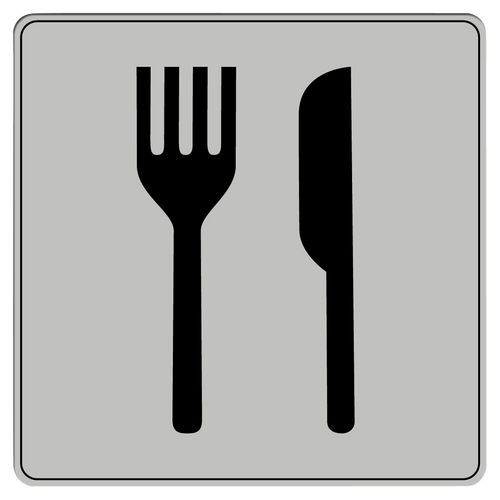 Symbolskylt plexiglas grå restaurang