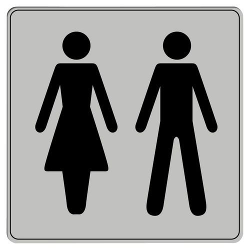 Symbolskylt plexiglas grå toalett