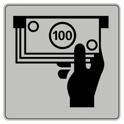Symbolskylt plexiglas grå bankomat
