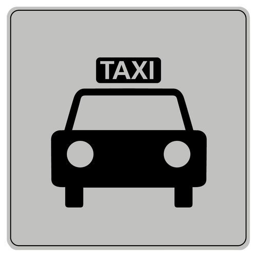Symbolskylt plexiglas grå taxi