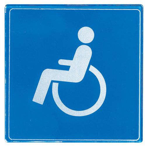 Symbolskylt plexiglas blå handikapptoalett