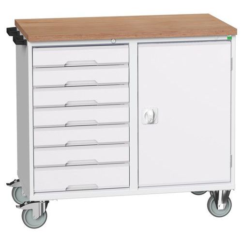Arbetsbänk mobil Verso med lådor och dörrar 1050x600x980mm – Bott