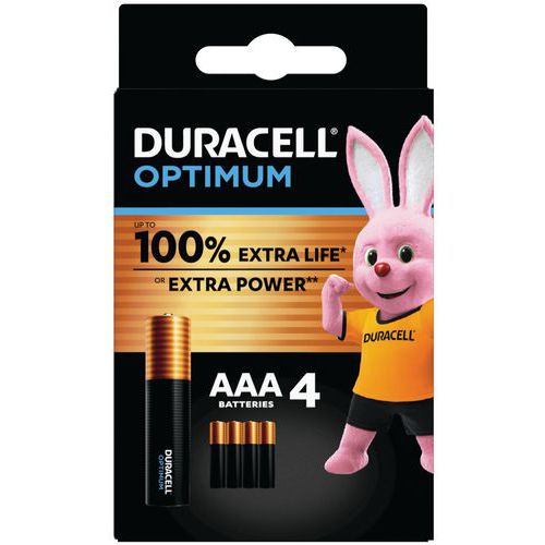 Optimum alkaliskt AAA-batteri – 4 enheter – Duracell