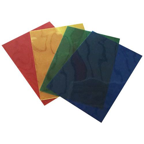 A4 genomskinliga färgade pärmmappar – förpackning med 100